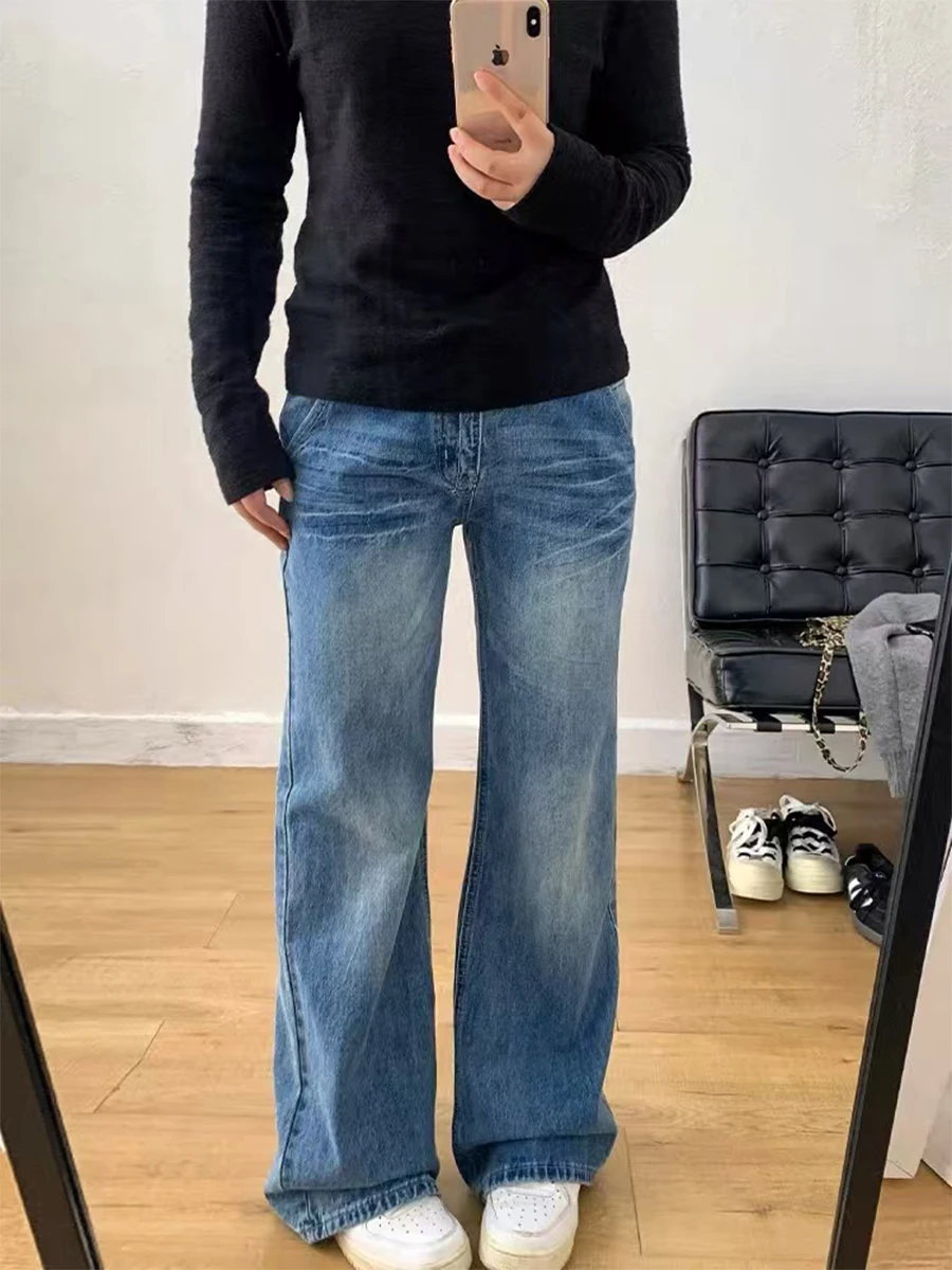 Джинсы женские с высокой талией и широкими штанинами, свободного кроя, весна-осень, в американском стиле, прямые джинсовые брюки с высокой талией и расклешенным низом
Джинсы женские с высокой талией и широкими штанинами, свободного кроя, весна-осень, в американском стиле, прямые джинсовые брюки с высокой талией и расклешенным низом