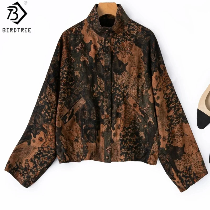 BirdTree, 40MM 100% Real Silk Short Coat, Women's Xiangyunsha Jacket, Stand Collar Batwing Sleeve Tops, 2026 Summer New T64818JF
BirdTree, 40MM 100% Real Silk Short Coat, Women's Xiangyunsha Jacket, Stand Collar Batwing Sleeve Tops, 2026 Summer New T64818JF