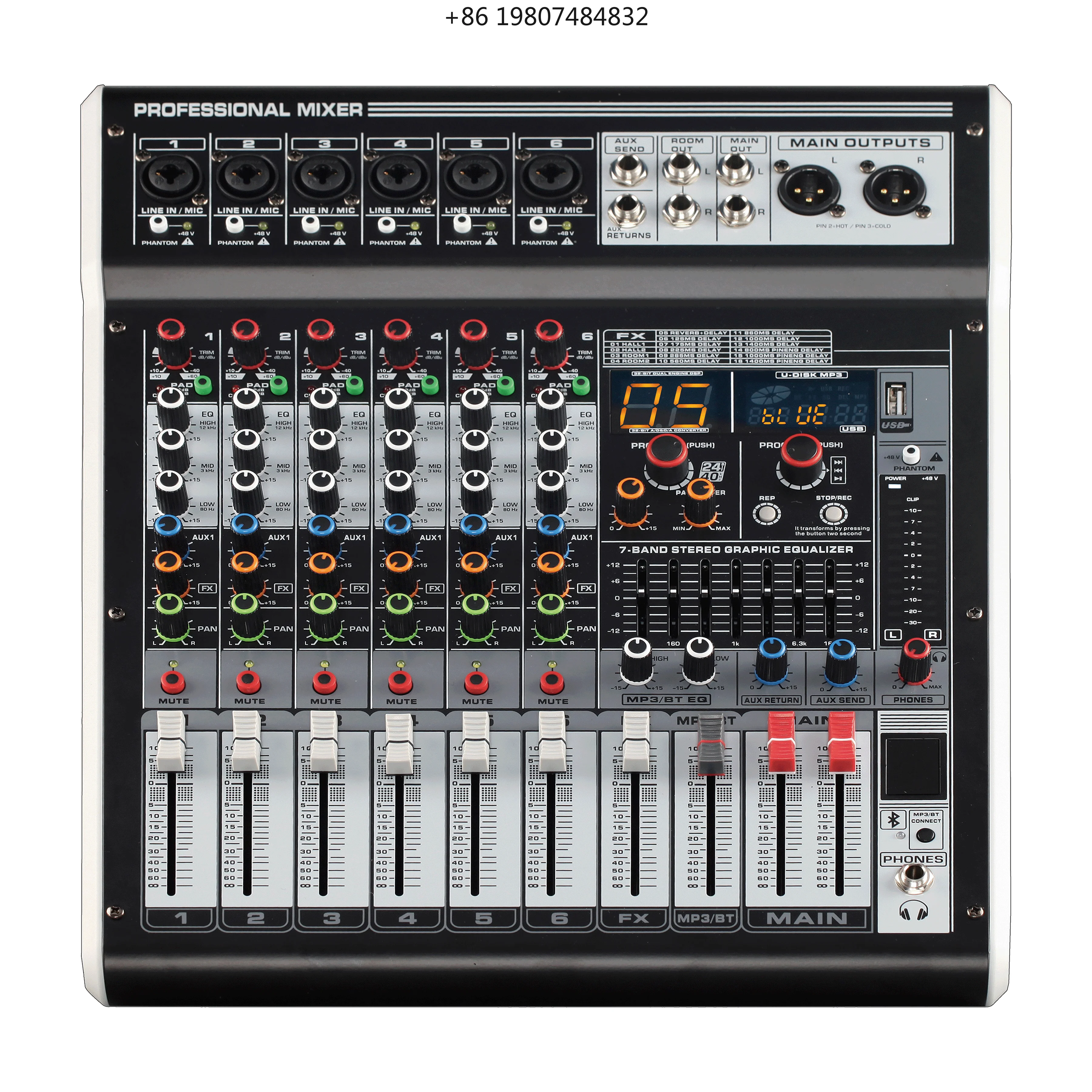 Audio Console Mixer with 3-Band EQ USB MP3 Input Computer Recording Professional 6/8/12/16-Channel Mini Metal DJ Controller
Audio Console Mixer with 3-Band EQ USB MP3 Input Computer Recording Professional 6/8/12/16-Channel Mini Metal DJ Controller