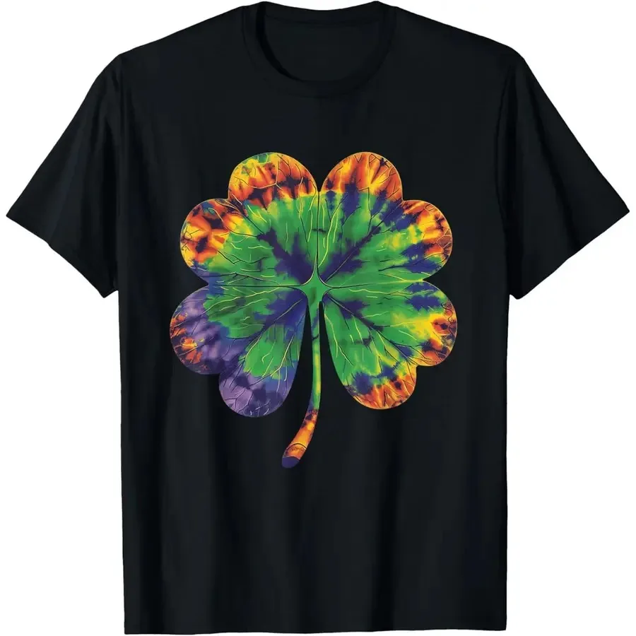 【New Arrival】Tie Dye Four Leaf Clover T-Shirt, St. Patrick's Day Lucky Shamrock Graphic Tee, Black Hippie Casual Shirt
【New Arrival】Tie Dye Four Leaf Clover T-Shirt, St. Patrick's Day Lucky Shamrock Graphic Tee, Black Hippie Casual Shirt