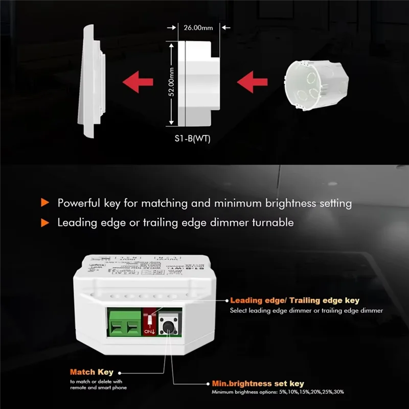 B27B S1-B Tuya Zigbee RF AC Triac Dimmer Светодиодный контроллер Кнопочный переключатель Управление 110 В 220 В 230 В Приложение Smart Life для Alexa Assistant
B27B S1-B Tuya Zigbee RF AC Triac Dimmer Светодиодный контроллер Кнопочный переключатель Управление 110 В 220 В 230 В Приложение Smart Life для Alexa Assistant