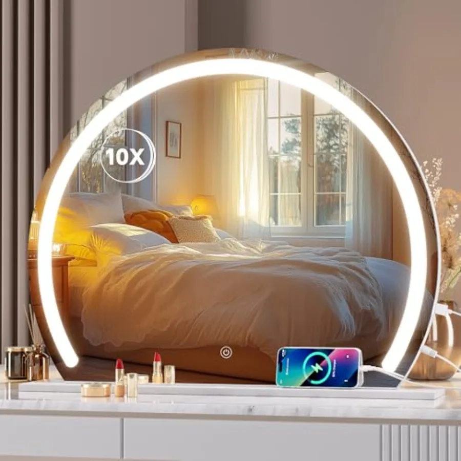 Vanity Mirror with Lights, 22.8" x 18.1" LED Makeup Mirror, Lighted Makeup Mirror with Lights, Smart Touch Control 3 Colors Dim
Vanity Mirror with Lights, 22.8" x 18.1" LED Makeup Mirror, Lighted Makeup Mirror with Lights, Smart Touch Control 3 Colors Dim
