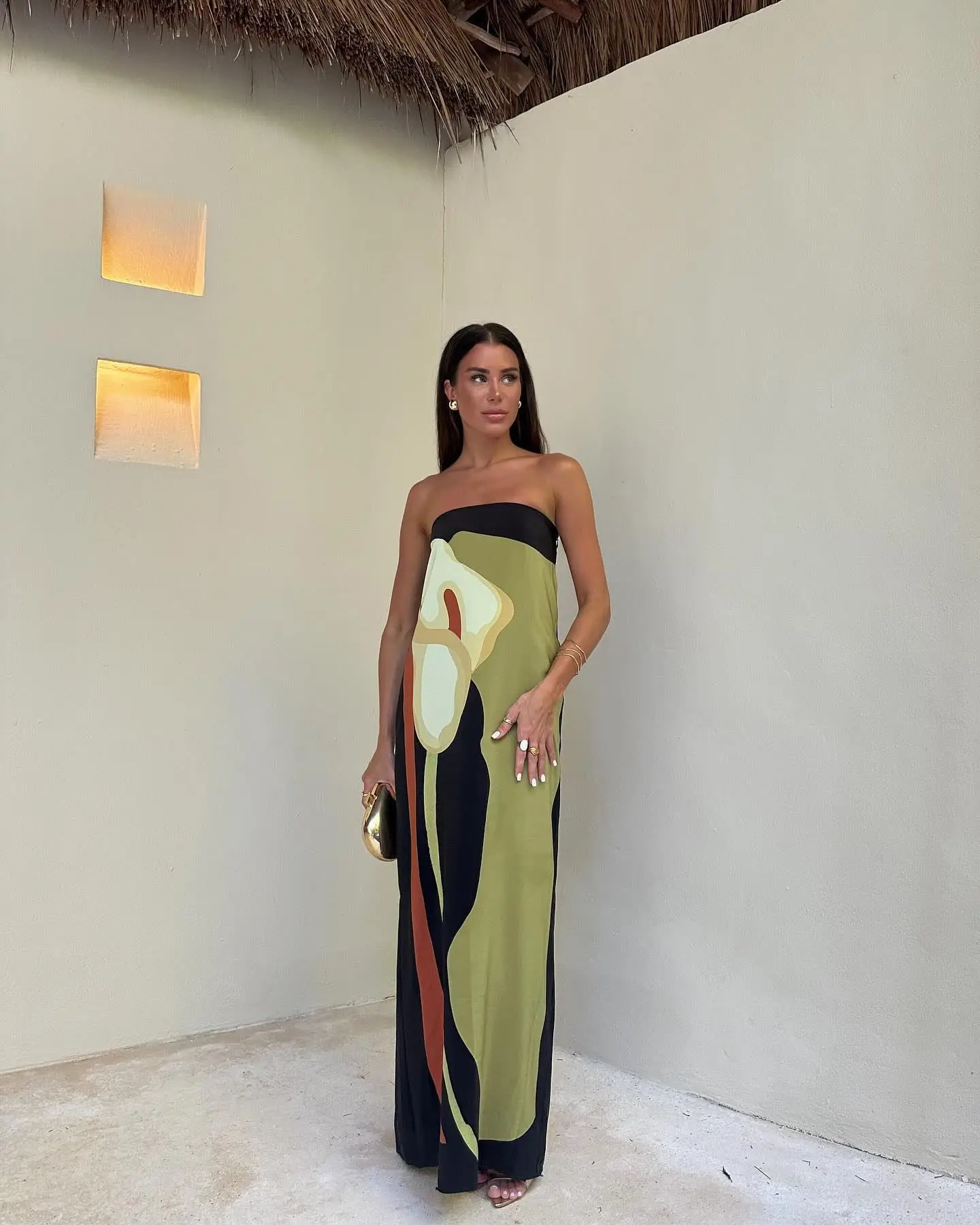 Summer Sexy Holiday Beach Party Simple Shoulder Waiver Sleeveless Wrapped Chest Printed Slimming Sleeveless Elegant Long Dress
Summer Sexy Holiday Beach Party Simple Shoulder Waiver Sleeveless Wrapped Chest Printed Slimming Sleeveless Elegant Long Dress