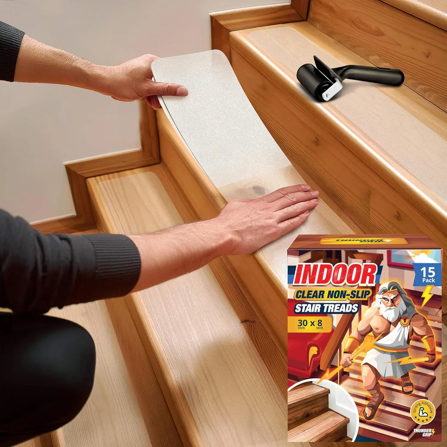 Clear Non-Slip Stair Treads 30"x8" - 15-Pack Indoor Grips for Wooden Steps, Anti-Slip Adhesive Strips for Dogs & Elderly
Clear Non-Slip Stair Treads 30"x8" - 15-Pack Indoor Grips for Wooden Steps, Anti-Slip Adhesive Strips for Dogs & Elderly
