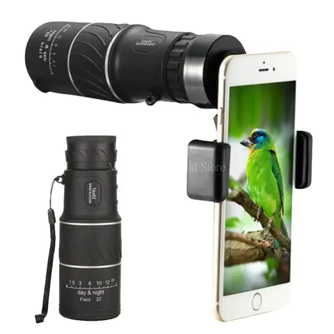 16X52 Monoculaire Telescoop HD Zoom Verrekijker Low-light Nachtzicht Met Mobiele telefoon clip statief Outdoor Jacht