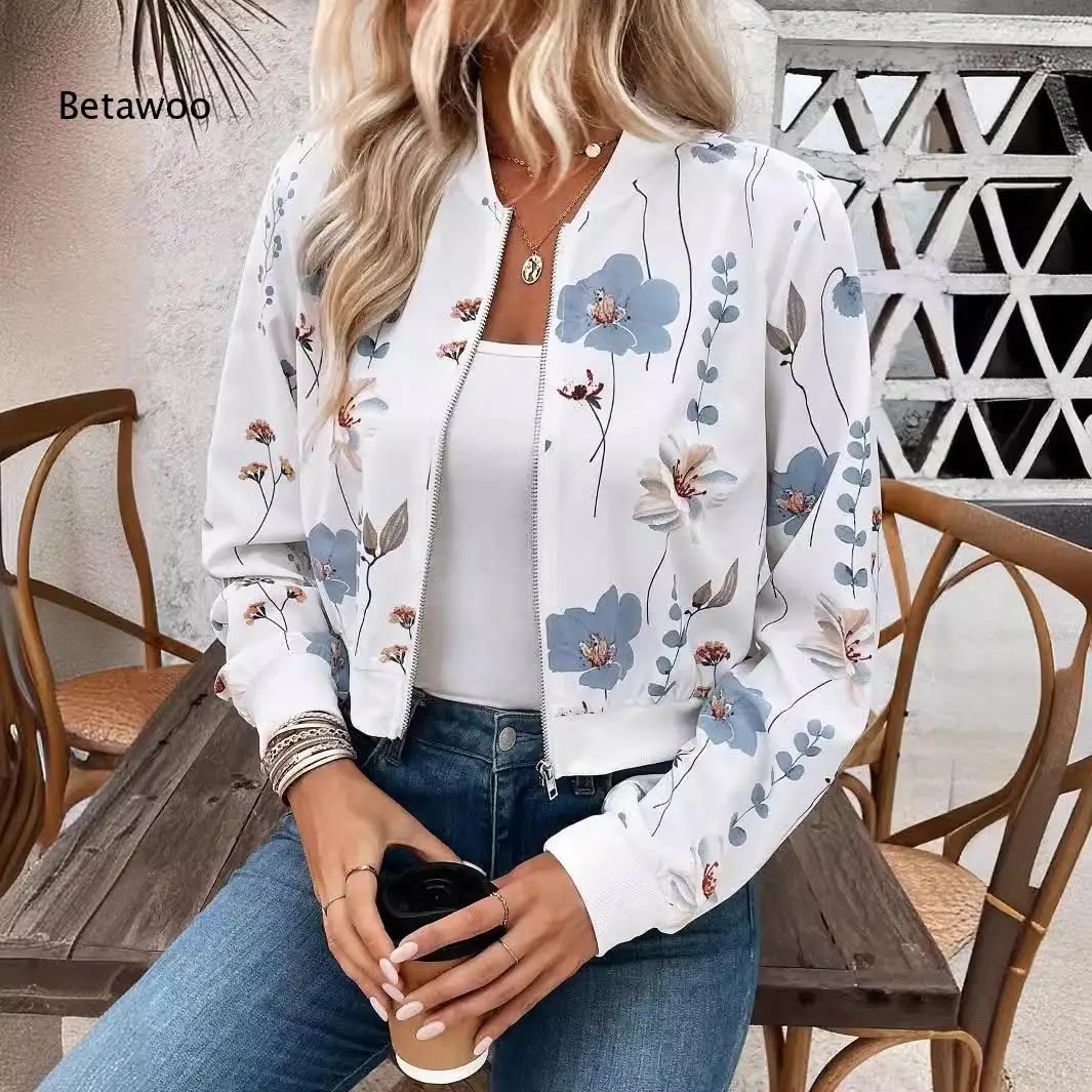 Women's Floral Print Long Sleeve Zip Up Bomber Jacket Casual Lightweight Spring Fall Outerwear Streetwear Fashion Coat
Women's Floral Print Long Sleeve Zip Up Bomber Jacket Casual Lightweight Spring Fall Outerwear Streetwear Fashion Coat