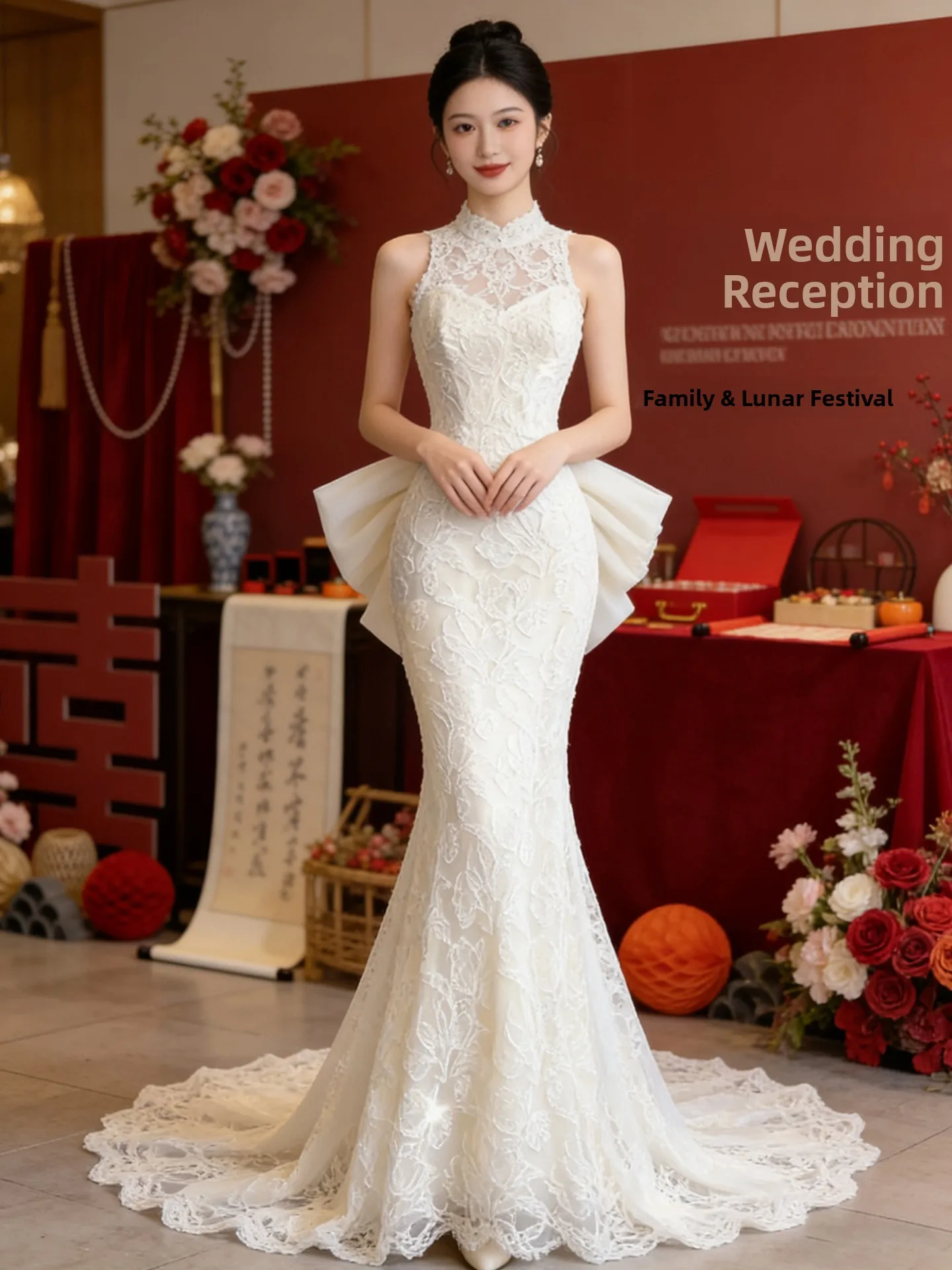 Bridal Lace Evening Gown Neck Hanging Women's Style Fish Tail Skirt White Color Luxury Birthday Dress 2026 New Collection
Bridal Lace Evening Gown Neck Hanging Women's Style Fish Tail Skirt White Color Luxury Birthday Dress 2026 New Collection
