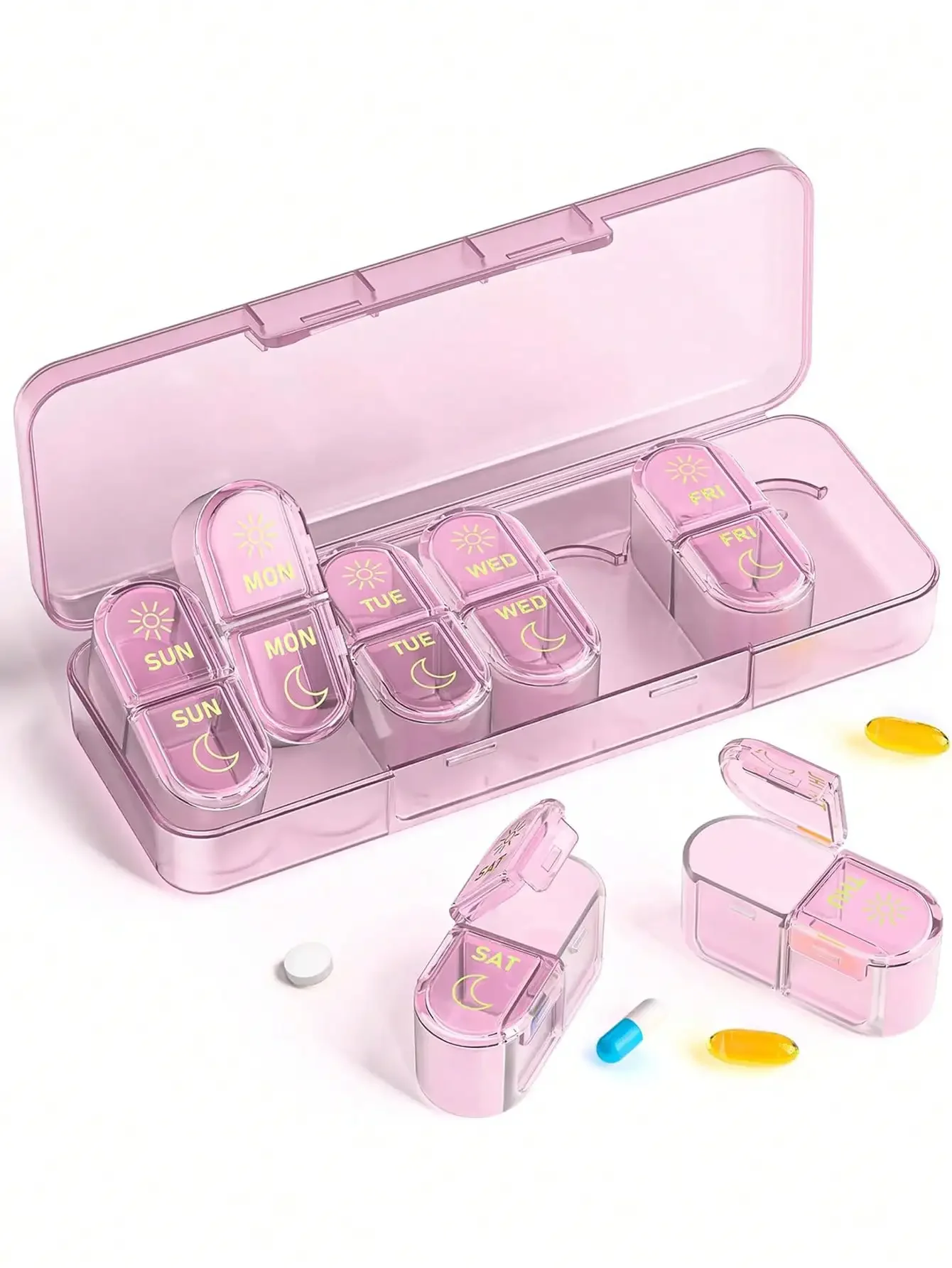 2 Times/Day Pill Organizer, AM PM 7-Day Pill Box, 2 Times Per Day Pill Case, 7-Day Travel Pill Box, Medication Vitamin
2 Times/Day Pill Organizer, AM PM 7-Day Pill Box, 2 Times Per Day Pill Case, 7-Day Travel Pill Box, Medication Vitamin