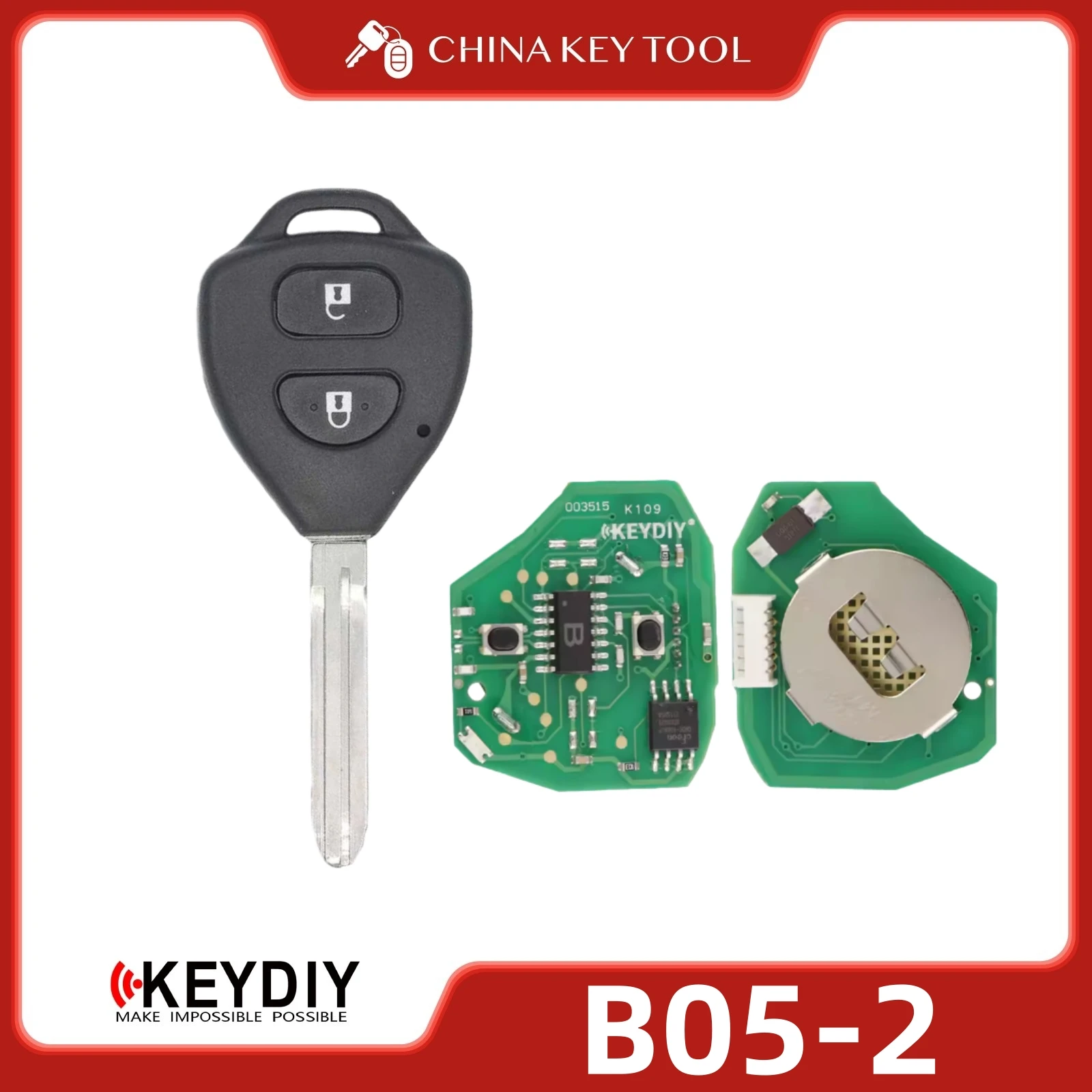 Универсальный пульт-ключ KEYDIY KD B05-2, 2 кнопки, совместимый с Toyota
Универсальный пульт-ключ KEYDIY KD B05-2, 2 кнопки, совместимый с Toyota