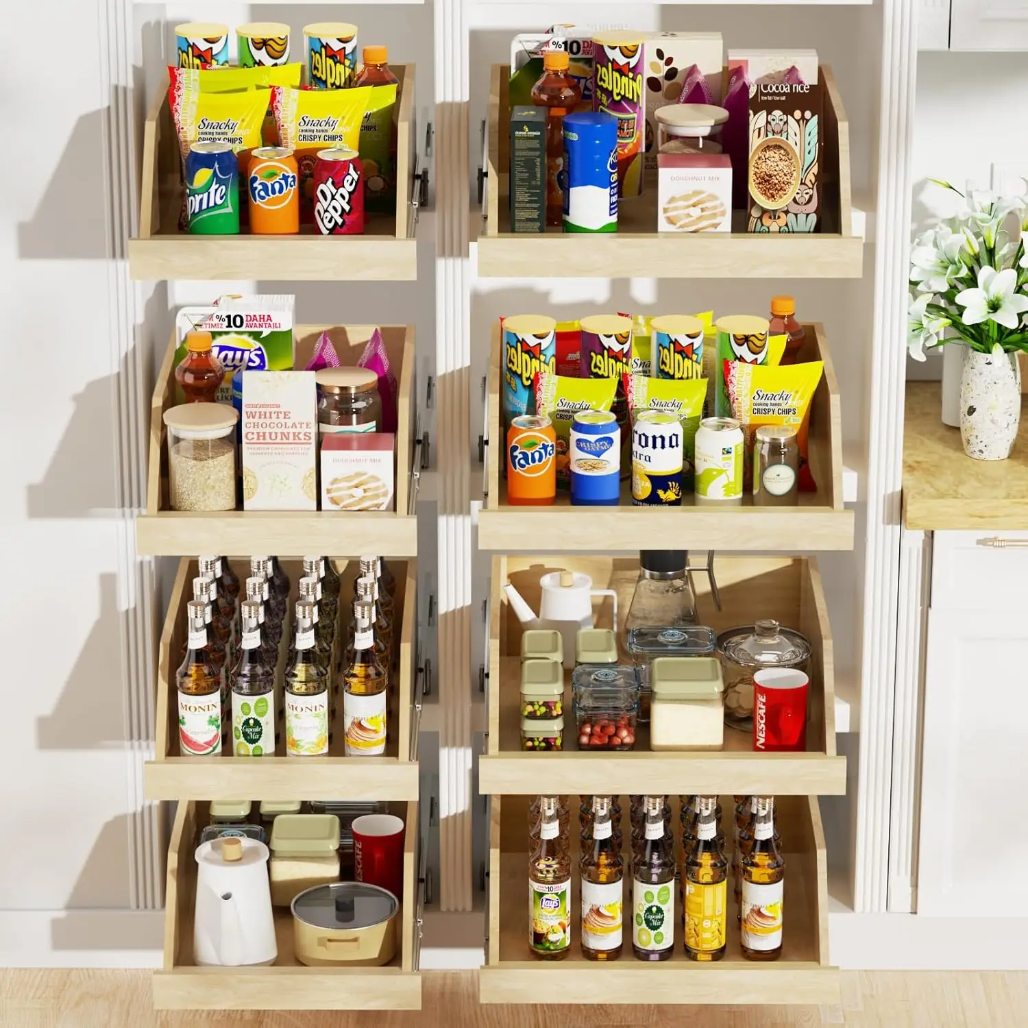 Roomtec Pull Out Cabinet Organizer With Full Extension Rail Slides, Pull Out Shelf For Kitchen Cabinet Pantry, Beveled 8"" High
Roomtec Pull Out Cabinet Organizer With Full Extension Rail Slides, Pull Out Shelf For Kitchen Cabinet Pantry, Beveled 8"" High