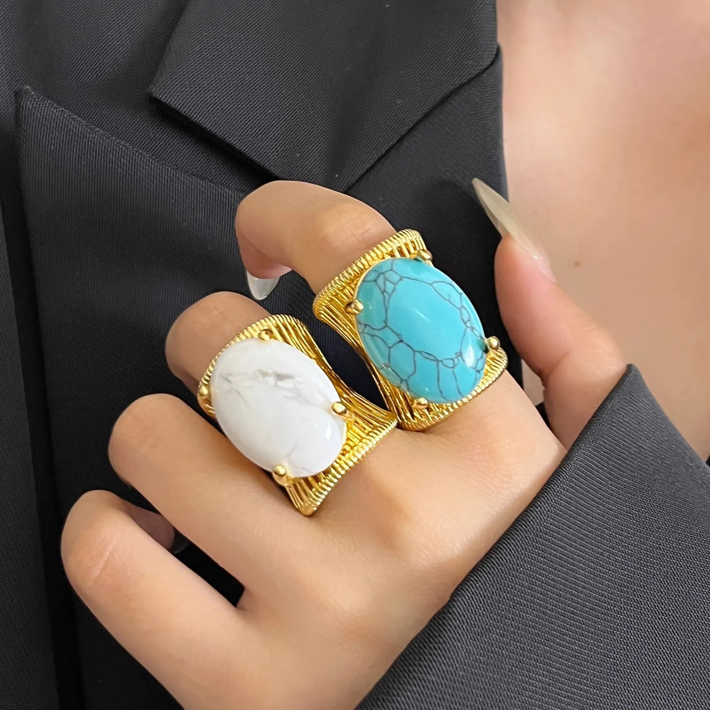 women big ring vintage jewelry gold color metal big oval artificial gemstone 7colors opening ring female gift
women big ring vintage jewelry gold color metal big oval artificial gemstone 7colors opening ring female gift