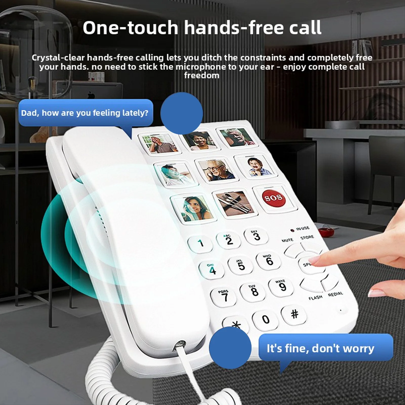 Big Buttons Phone 9 Pictured Large Buttons One Touch Dialing Wired Landline Telephone for Visually Impaired Old People
Big Buttons Phone 9 Pictured Large Buttons One Touch Dialing Wired Landline Telephone for Visually Impaired Old People