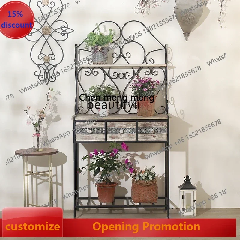 ss7304American Gardening Table Wrought Iron Solid Wood Flower Stand Villa Garden Flower Planting Console Retro Decoration Shelf
ss7304American Gardening Table Wrought Iron Solid Wood Flower Stand Villa Garden Flower Planting Console Retro Decoration Shelf