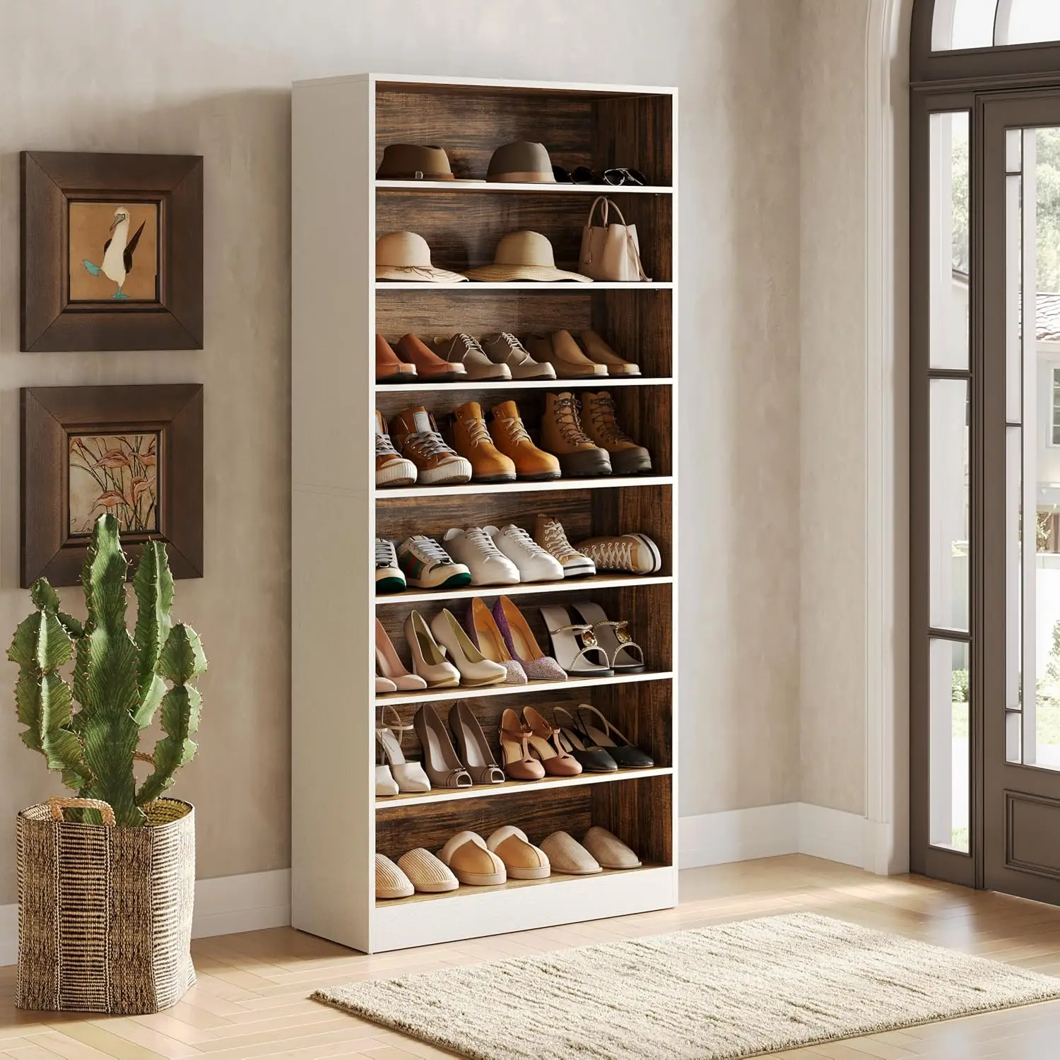 9-Tier Shoe Cabinet, 32 Pairs Wooden Shoes Cabinet with Adjustable Shelves, 70.9" Tall Shoe Cabinet, Freestanding Moder
9-Tier Shoe Cabinet, 32 Pairs Wooden Shoes Cabinet with Adjustable Shelves, 70.9" Tall Shoe Cabinet, Freestanding Moder