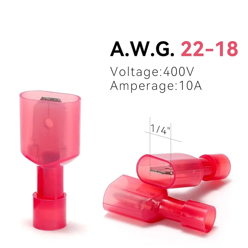 100pcs Nylon Female Cable Wire Connector MDFN125-250 MDFN2-250 5.5-250 Brass Insulated Spade Terminal Joint 22-10AWG Eletrico
100pcs Nylon Female Cable Wire Connector MDFN125-250 MDFN2-250 5.5-250 Brass Insulated Spade Terminal Joint 22-10AWG Eletrico