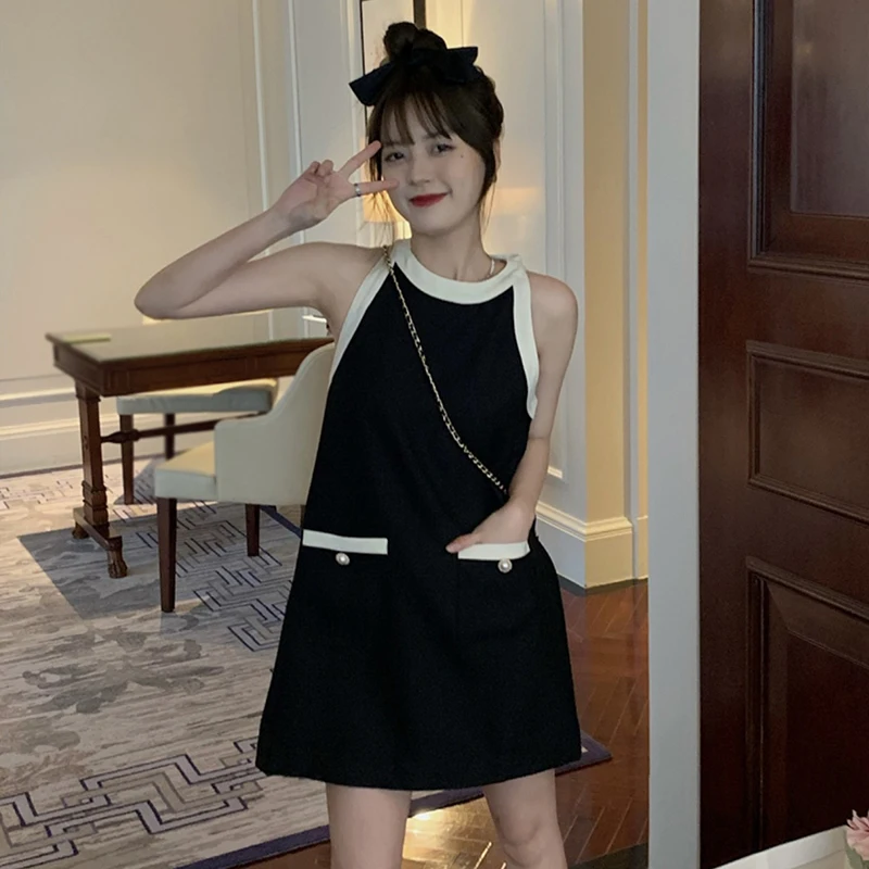 Women's Dress Minimalist Patchwork Round Neck Small Stature Halter Back Bow Dress
Women's Dress Minimalist Patchwork Round Neck Small Stature Halter Back Bow Dress