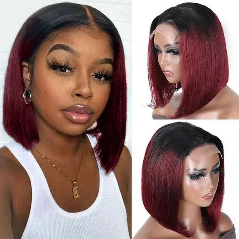 BoB Wigs human Hair Straight 4x4x1 T Part Lace Closure Wig 1B/Burg# Ombre Burgundy Color 100% Human Hair Wig
BoB Wigs human Hair Straight 4x4x1 T Part Lace Closure Wig 1B/Burg# Ombre Burgundy Color 100% Human Hair Wig