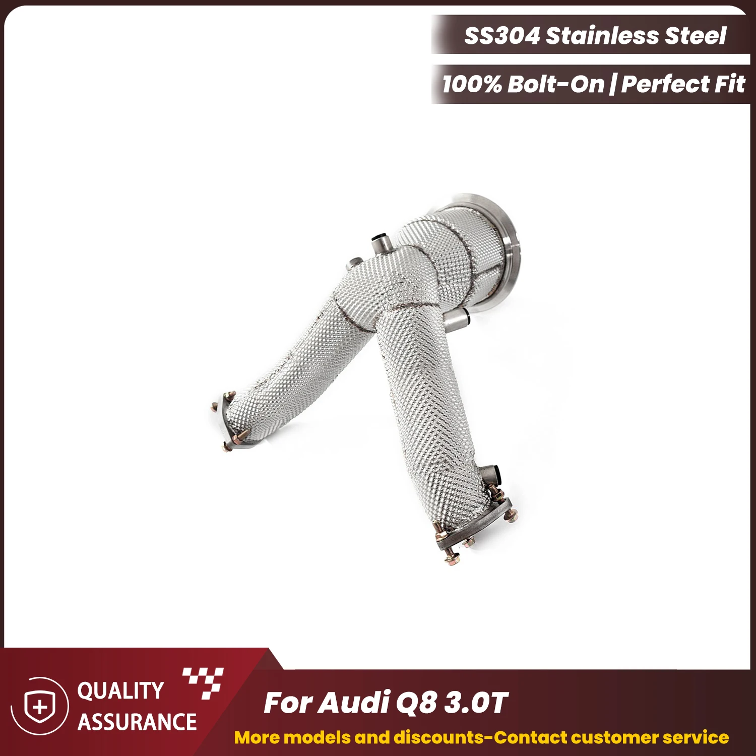 ECCF Double tube Downpipe With Heat Shield For Audi Q8 3.0T Aggressive Exhaust Sound High Flow Performance Upgrade
ECCF Double tube Downpipe With Heat Shield For Audi Q8 3.0T Aggressive Exhaust Sound High Flow Performance Upgrade