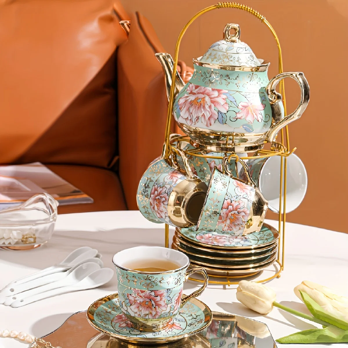 20pcs Elegant Floral Ceramic Tea Set, 23.67oz Teapot and 6.09oz Cups, Floral Ceramic Tea Set
20pcs Elegant Floral Ceramic Tea Set, 23.67oz Teapot and 6.09oz Cups, Floral Ceramic Tea Set