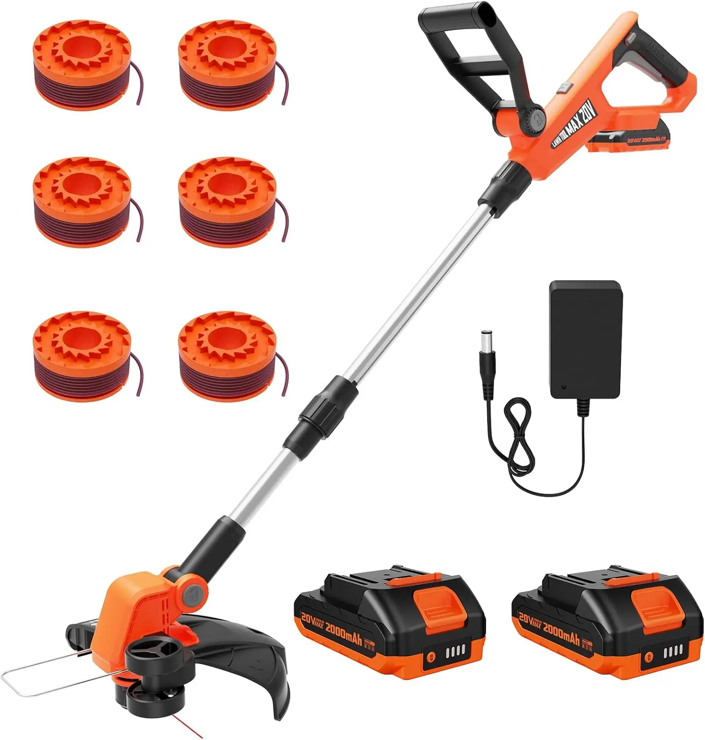 12 Inch 20V Cordless Weed Wacker with Auto-Feed, 2-in-1 Trimmer & Edger, 2x2.0Ah Batteries, 6 Spools
12 Inch 20V Cordless Weed Wacker with Auto-Feed, 2-in-1 Trimmer & Edger, 2x2.0Ah Batteries, 6 Spools