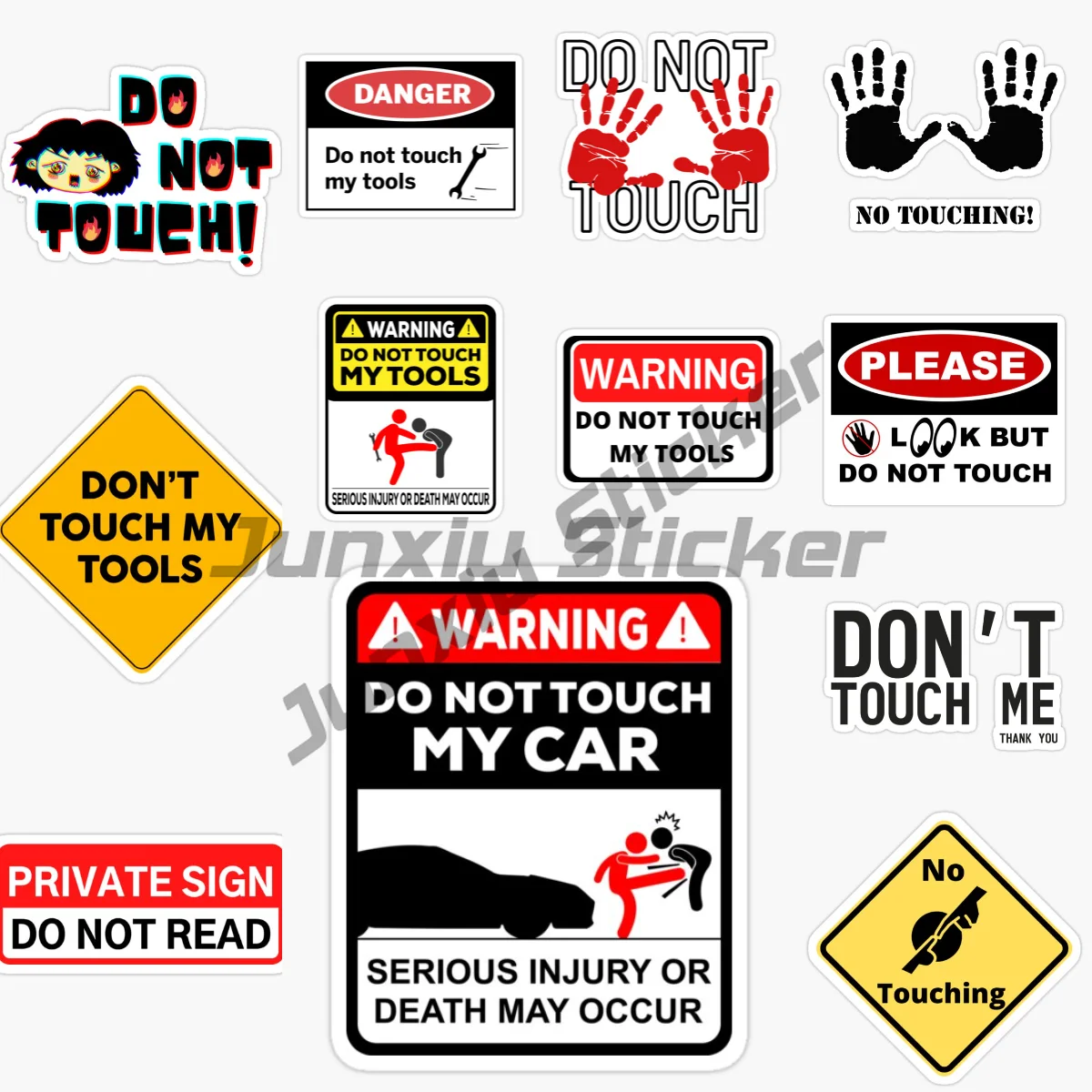DO NOT TOUCH Notice PVC Sticker Vinyl Self-adhesive Decal Warning Sign Sticker Premium Quality Anime Car Accessories Decals
DO NOT TOUCH Notice PVC Sticker Vinyl Self-adhesive Decal Warning Sign Sticker Premium Quality Anime Car Accessories Decals