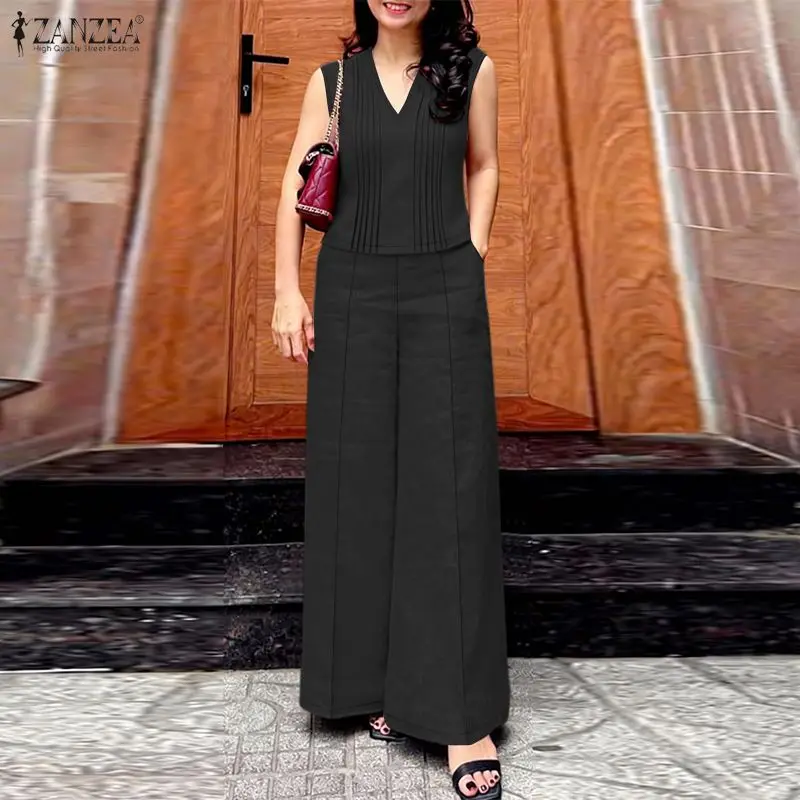 2026 ZANZEA Fashion Summer Pant Sets V Neck Sleeveless Tank Tops Trousers Women Solid OL Work Outfit Tracksuit 2 Piece Sets
2026 ZANZEA Fashion Summer Pant Sets V Neck Sleeveless Tank Tops Trousers Women Solid OL Work Outfit Tracksuit 2 Piece Sets