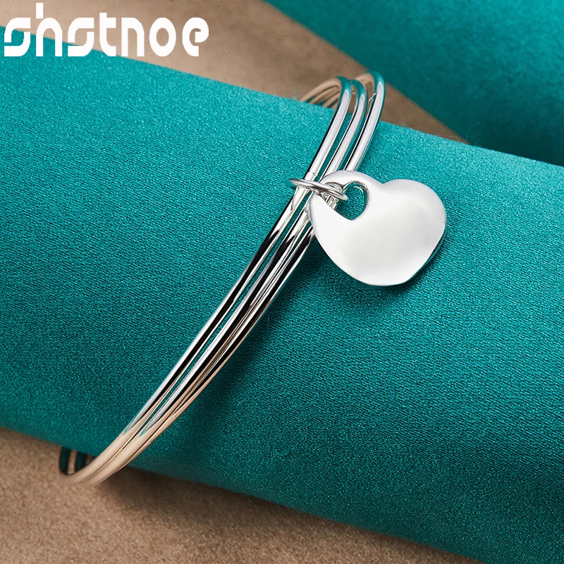 SHSTONE 925 Sterling Silver Three Smooth Circle Heart Pendant Bangle For Women Engagement Wedding Party Birthday Charm Jewelry
SHSTONE 925 Sterling Silver Three Smooth Circle Heart Pendant Bangle For Women Engagement Wedding Party Birthday Charm Jewelry