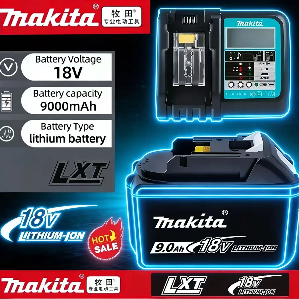 Аккумулятор литий-ионный Makita 18В 9Ач/9000мАч, перезаряжаемые Li-ion батареи и зарядное устройство для BL1860B BL1830 BL1850 BL1815 LXT400
Аккумулятор литий-ионный Makita 18В 9Ач/9000мАч, перезаряжаемые Li-ion батареи и зарядное устройство для BL1860B BL1830 BL1850 BL1815 LXT400