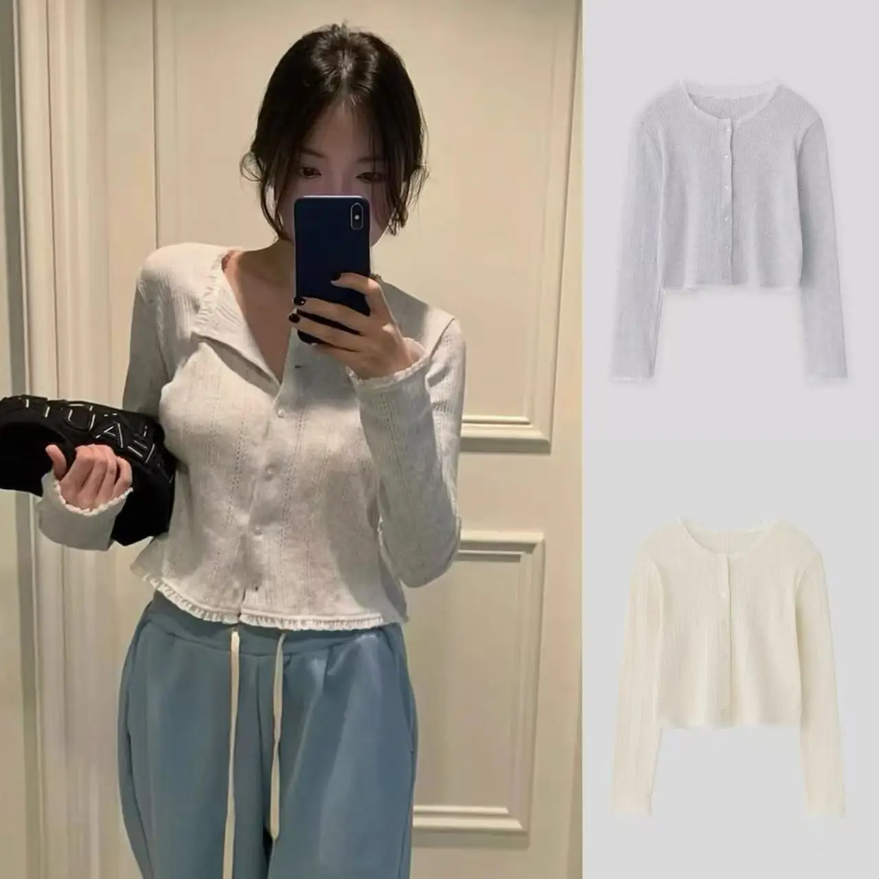 Korean Style Sweet Soft round Neck Lace Hollow Single Button Short Knitted Open Cardigan Outerwear Women's Fashion Spring Lon...
Korean Style Sweet Soft round Neck Lace Hollow Single Button Short Knitted Open Cardigan Outerwear Women's Fashion Spring Lon...