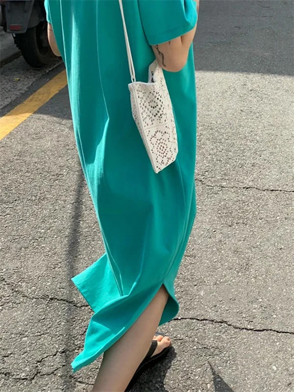 Dongda Gate Summer 2026 New Simple Pure Color Long Over-Knee Slit Lazy T-Shirt Dress Women Summer Loose Fit Midi Dress
Dongda Gate Summer 2026 New Simple Pure Color Long Over-Knee Slit Lazy T-Shirt Dress Women Summer Loose Fit Midi Dress