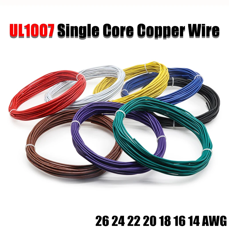 5/10/20M UL1007 Single Core Copper Wire 26 24 22 20 18 16 14 AWG PVC Insulation Solid Tinned Plating Line Electric Cable Line
5/10/20M UL1007 Single Core Copper Wire 26 24 22 20 18 16 14 AWG PVC Insulation Solid Tinned Plating Line Electric Cable Line