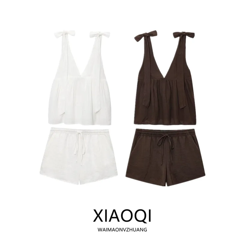 Лето 2023, новый топ с v-образным вырезом и украшением в виде узлов, женский модный комплект со средней талией без имени бренда
Лето 2023, новый топ с v-образным вырезом и украшением в виде узлов, женский модный комплект со средней талией без имени бренда