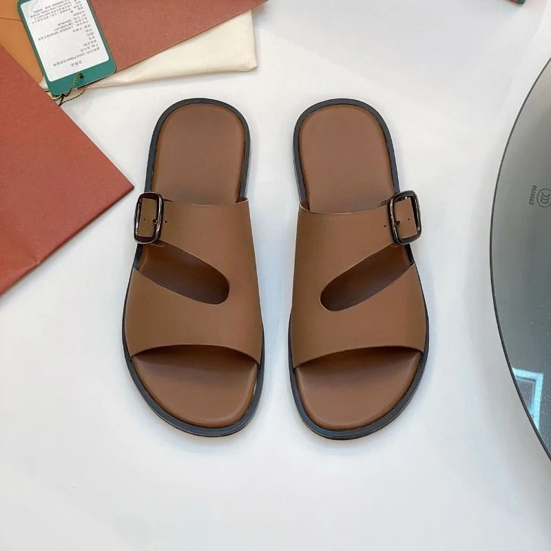 Luxury Brand New Buckle Sandals Men's Matte Leather Buckle Slide Sandals Minimalist Flat Casual Shoes for Daily & Vacation
Luxury Brand New Buckle Sandals Men's Matte Leather Buckle Slide Sandals Minimalist Flat Casual Shoes for Daily & Vacation