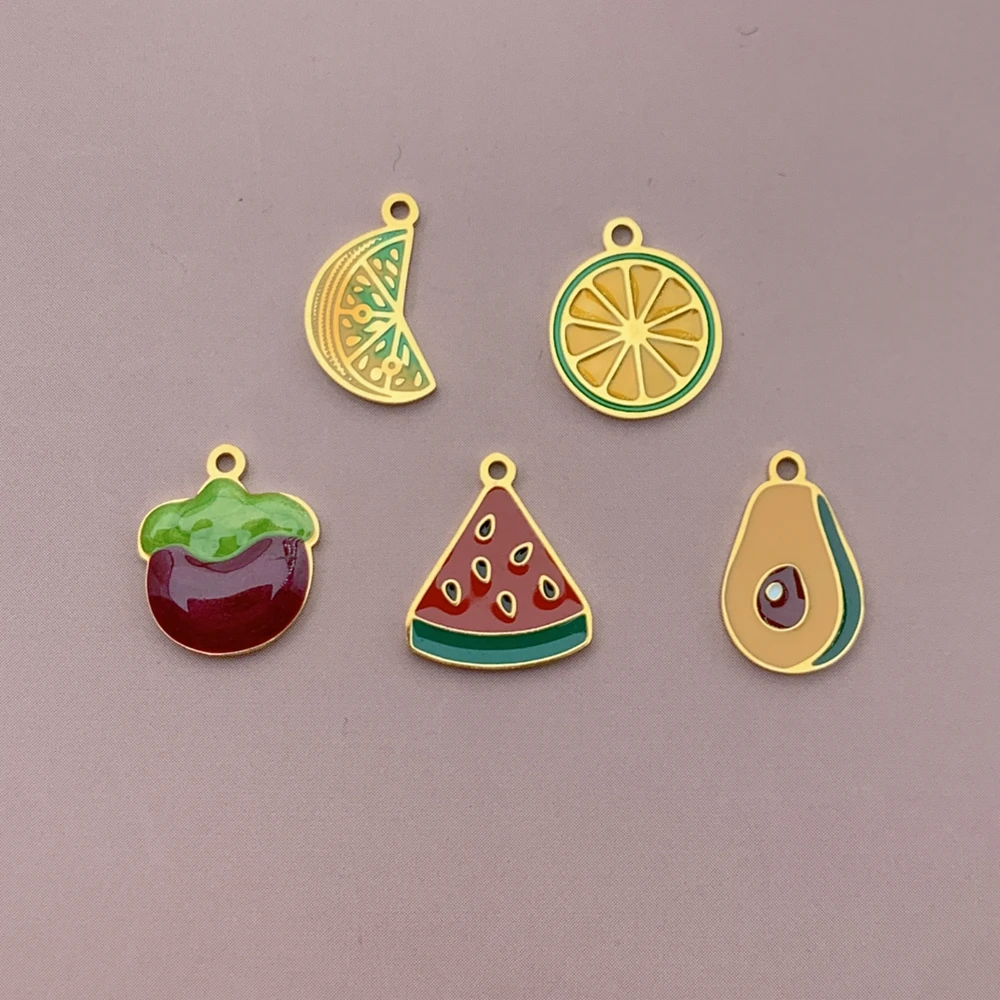 New Cute Enamel Stainless Steel Watermelon Avocado Orange Charm Pendant For DIY Handmade Necklace Bracelet Jewelry Making
New Cute Enamel Stainless Steel Watermelon Avocado Orange Charm Pendant For DIY Handmade Necklace Bracelet Jewelry Making
