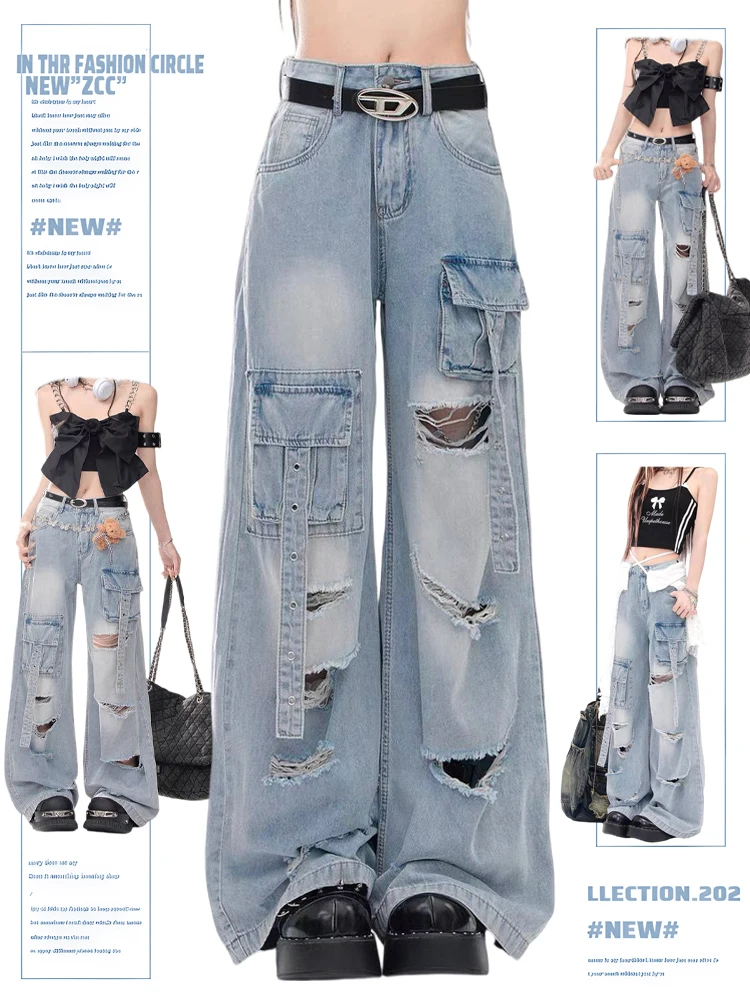 Loose High Waist Blue Jeans High Street Sle Torn Workwear Denim Pants Autumn Winter Trendy Long Leggings for Young Women
Loose High Waist Blue Jeans High Street Sle Torn Workwear Denim Pants Autumn Winter Trendy Long Leggings for Young Women