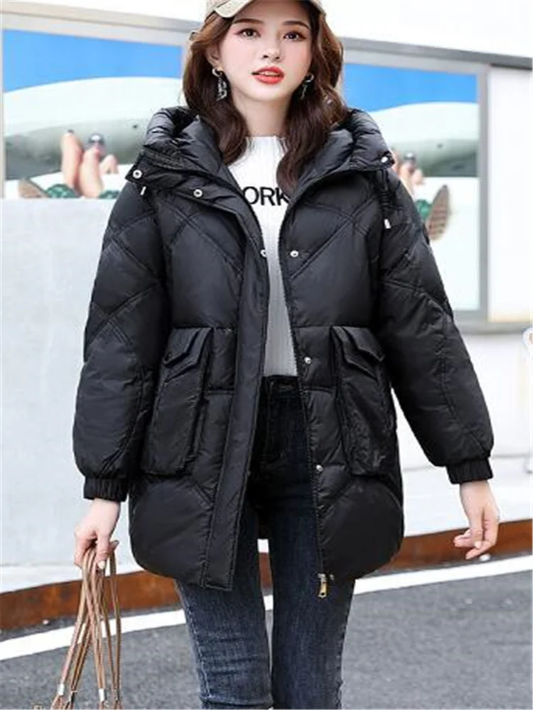 Trend Shiny Cotton-padded Jacket Women Hooded Coats Autumn Winter Warm Outwear Mid-length Korean Loose Female Cotton Coats
Trend Shiny Cotton-padded Jacket Women Hooded Coats Autumn Winter Warm Outwear Mid-length Korean Loose Female Cotton Coats