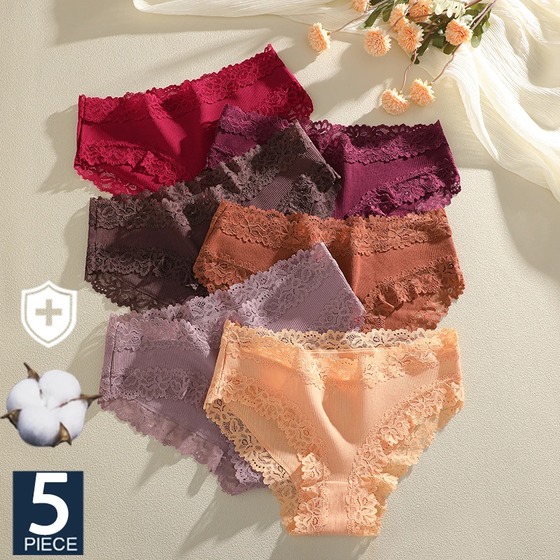 FINETOO 5Pcs/Set Women's Lace Panties Cotton Ribbed Underwear Mid Waist Floral Print Briefs Breathable Soft Intimates Lingerie
FINETOO 5Pcs/Set Women's Lace Panties Cotton Ribbed Underwear Mid Waist Floral Print Briefs Breathable Soft Intimates Lingerie