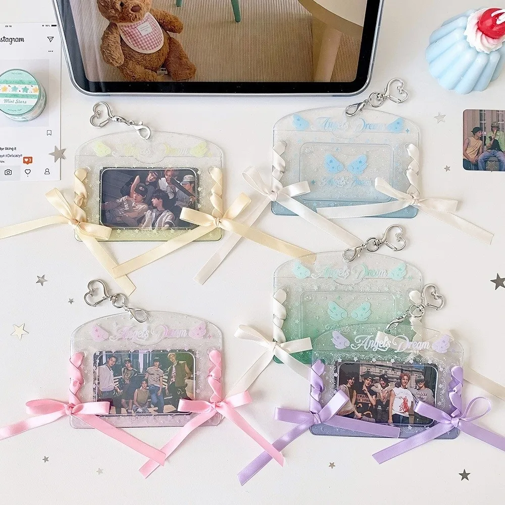 PVC 3-inch Photocard Holder with Ribbon Bow & Keychain Transparent Kpop Idol Card Display Case Waterproof Photo Card Protector
PVC 3-inch Photocard Holder with Ribbon Bow & Keychain Transparent Kpop Idol Card Display Case Waterproof Photo Card Protector