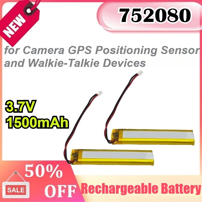 752080 3.7V 1500mAh for Camera GPS Positioning Sensor and Walkie-Talkie Devices Rechargeable Lithium-ion Battery
752080 3.7V 1500mAh for Camera GPS Positioning Sensor and Walkie-Talkie Devices Rechargeable Lithium-ion Battery