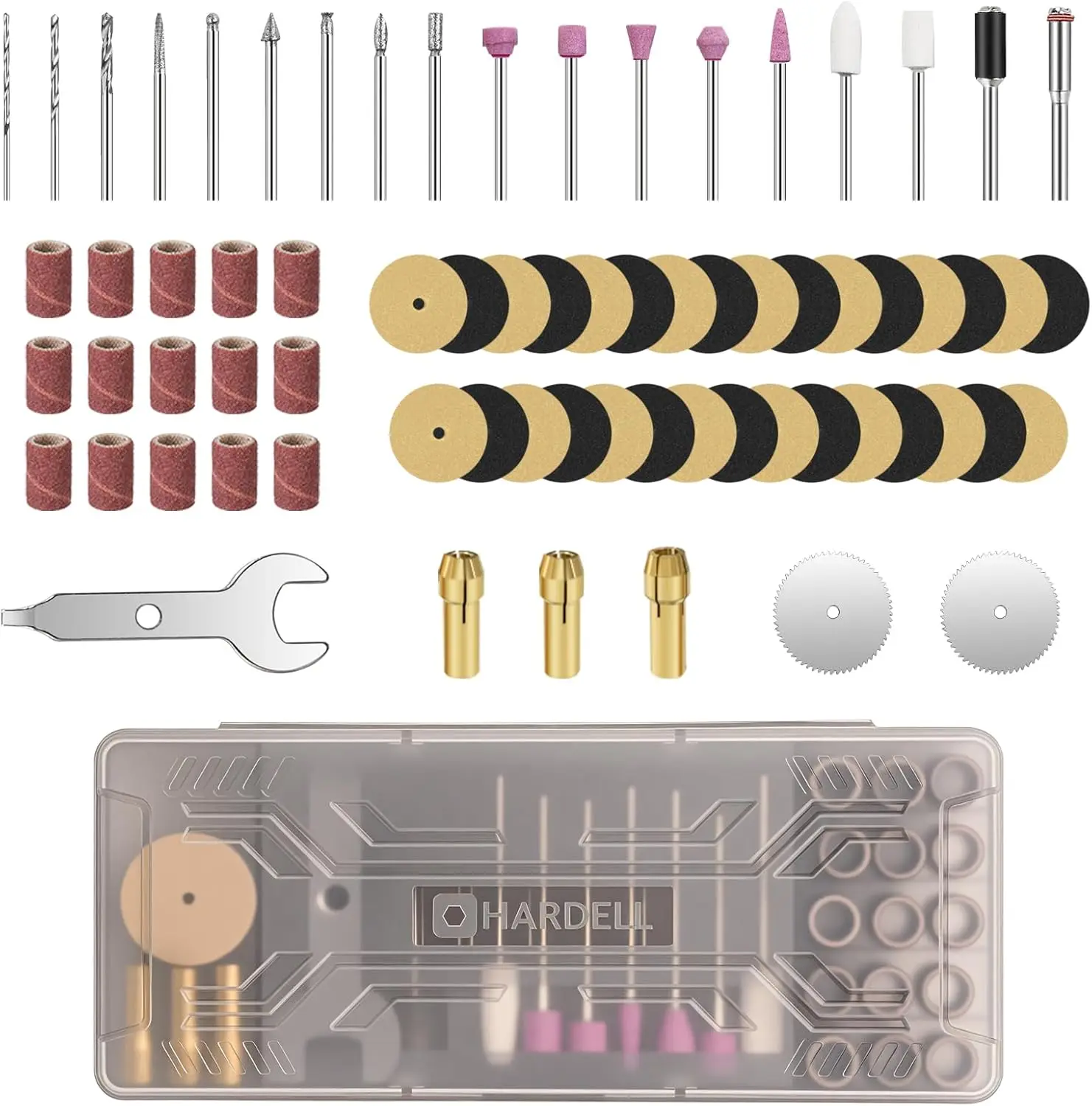 69 Pcs Rotary Tool Accessories Kit with 1.0/1.6/2.3mm Chucks for Small DIY Projects, Resin Cutting, Sanding, Grinding
69 Pcs Rotary Tool Accessories Kit with 1.0/1.6/2.3mm Chucks for Small DIY Projects, Resin Cutting, Sanding, Grinding