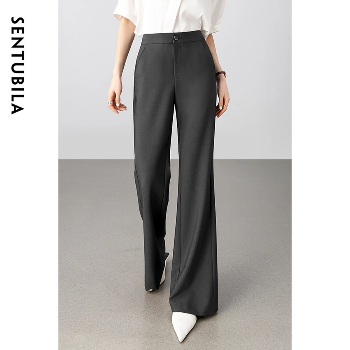 SENTUBILA Dark Grey Pants Summer 2025 Fashion Slim Fit Flare Pant High Waist Full-length Pockets Female Trousers 152K87963
SENTUBILA Dark Grey Pants Summer 2025 Fashion Slim Fit Flare Pant High Waist Full-length Pockets Female Trousers 152K87963