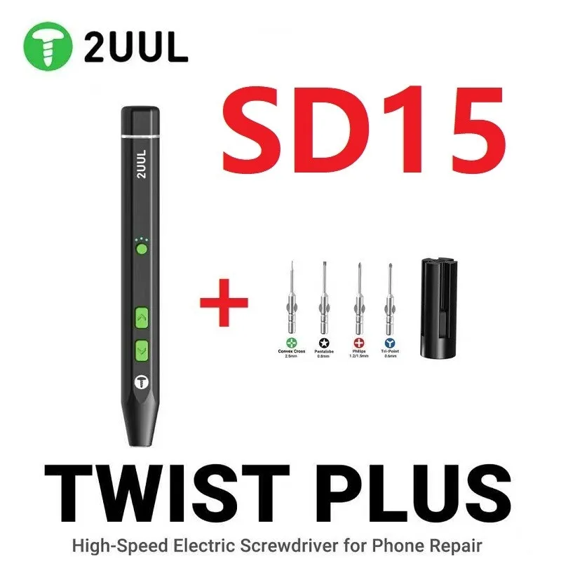 2UUL SD15 Twist Plus Electric Screwdriver for Phone Repair 400 RPM Auto-Sleep 5-Speed Torque Protection 4mm Bit Compatible
2UUL SD15 Twist Plus Electric Screwdriver for Phone Repair 400 RPM Auto-Sleep 5-Speed Torque Protection 4mm Bit Compatible