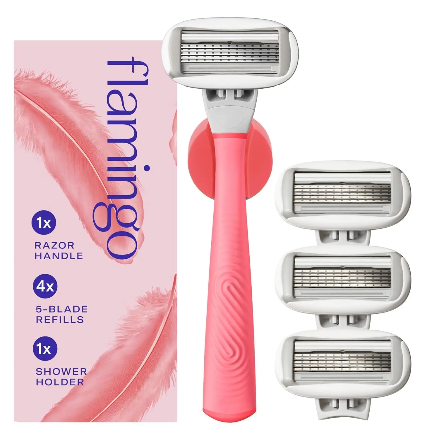 Pink Razor Set for Women with 4 Blade Refills and Shower Holder
Pink Razor Set for Women with 4 Blade Refills and Shower Holder