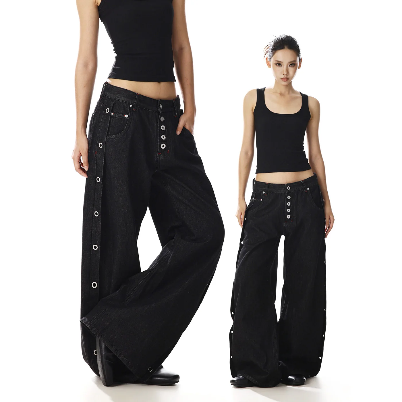 American High Street Black Baggy Jeans Men Women Streetwear Vibe Y2k Loose Breasted Design Wide Leg Denim Scimitar Jeans Pants
American High Street Black Baggy Jeans Men Women Streetwear Vibe Y2k Loose Breasted Design Wide Leg Denim Scimitar Jeans Pants