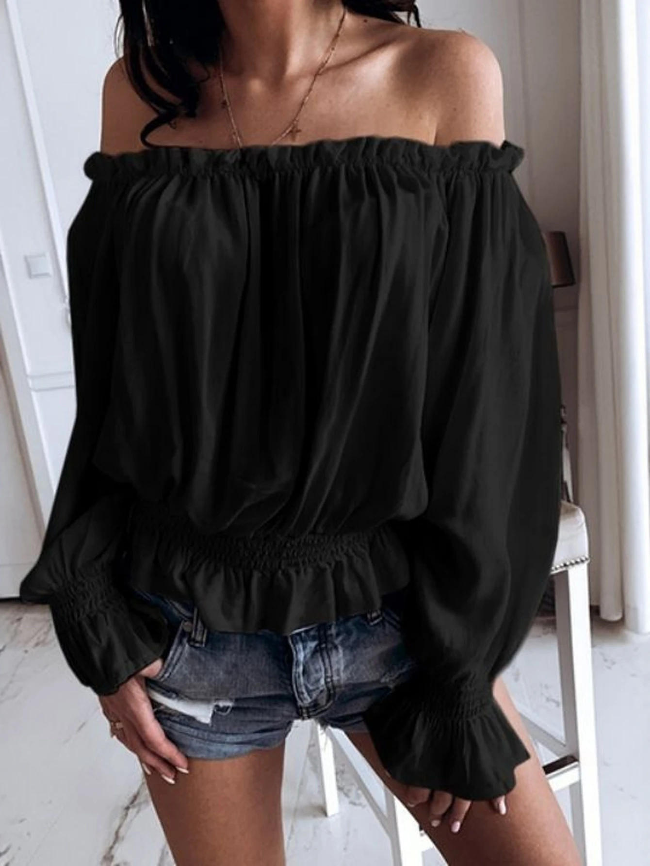 Женская осенняя блузка K-Fashion, однотонная, с открытыми плечами, с пышными рукавами и складками, повседневная одежда, повседневный топ для женщин
Женская осенняя блузка K-Fashion, однотонная, с открытыми плечами, с пышными рукавами и складками, повседневная одежда, повседневный топ для женщин