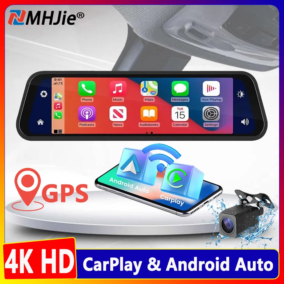 4K Car Dvr Carplay Android-Auto Dash Cam Stream RearView Mirror GPS 5G WIFI FM Radio AUX Dashcam Camera Dual Lens Drive Recorder
4K Car Dvr Carplay Android-Auto Dash Cam Stream RearView Mirror GPS 5G WIFI FM Radio AUX Dashcam Camera Dual Lens Drive Recorder