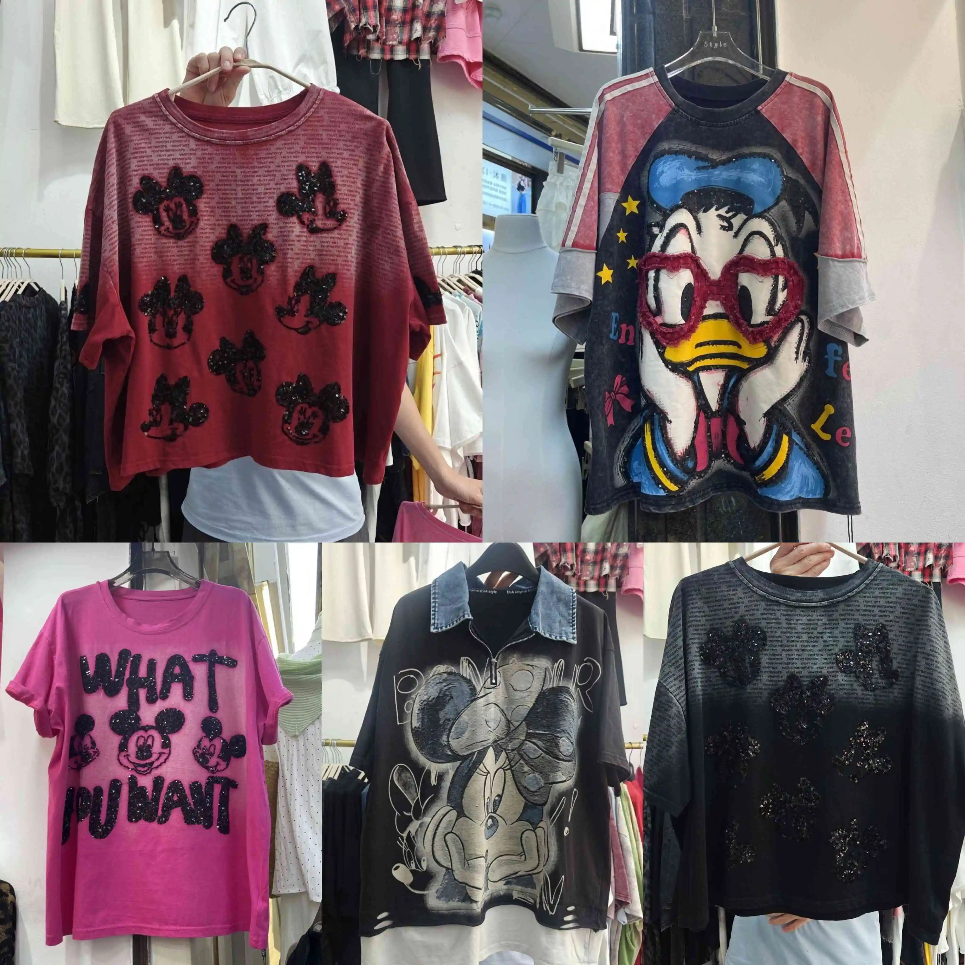 European and American fashion brand heavy industry sequin embroidery sticker cartoon printed short sleeved T-shirt loose top
European and American fashion brand heavy industry sequin embroidery sticker cartoon printed short sleeved T-shirt loose top