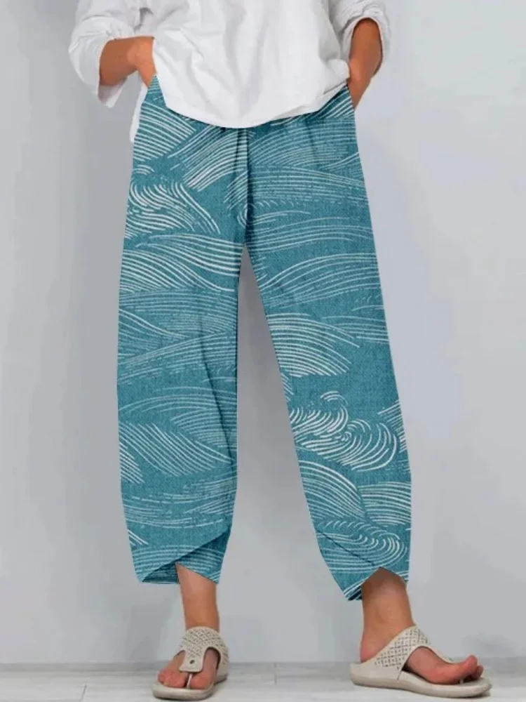 Casual Pants Women's The Water Pattern Linen Blend Cropped Trousers Holiday 2026 Plus Size Fashion Harem Pantalone Female
Casual Pants Women's The Water Pattern Linen Blend Cropped Trousers Holiday 2026 Plus Size Fashion Harem Pantalone Female
