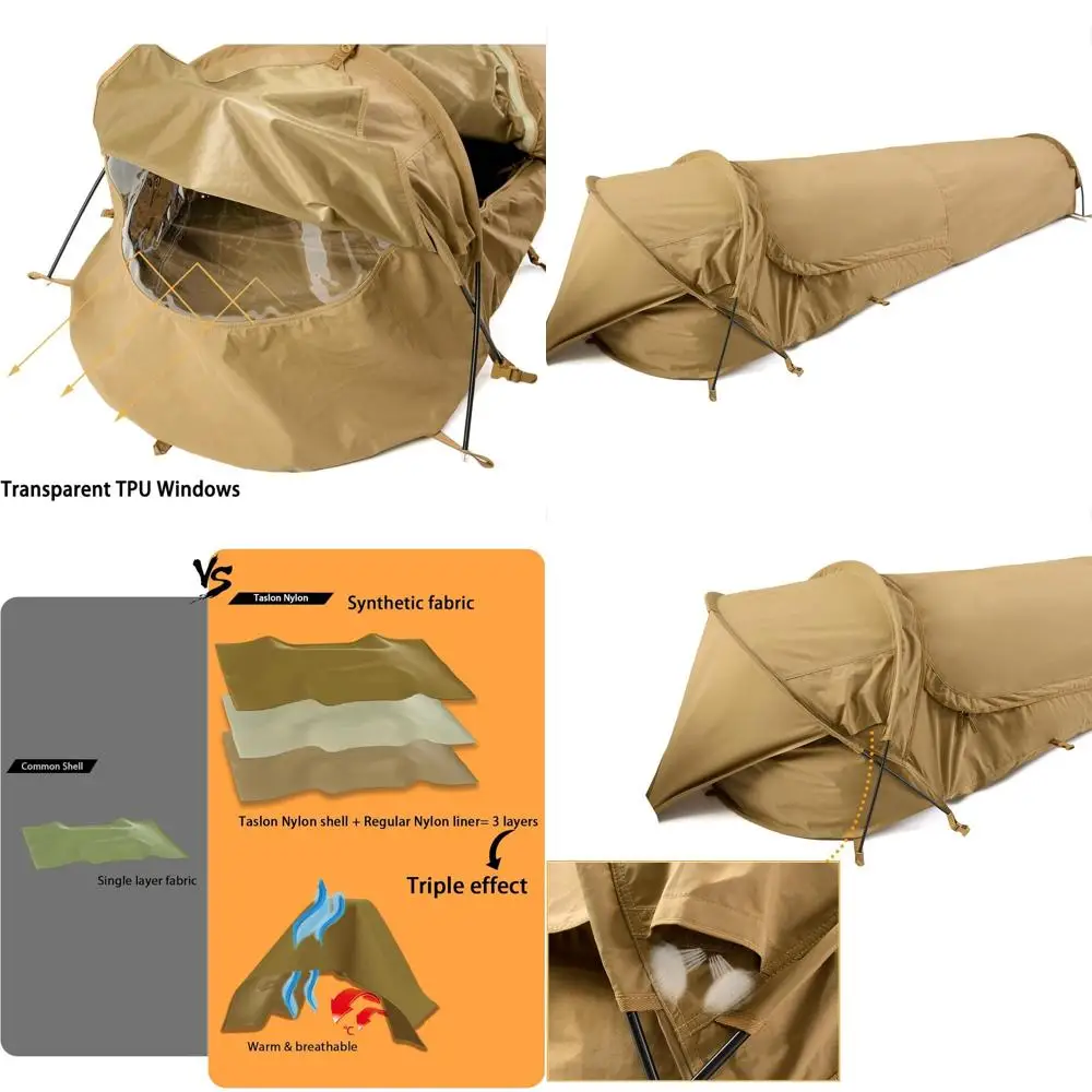 Stealthy Compact Single-Pole Bivy Tent with Mosquito Net for Modular Bags, Waterproof Shell, Minimalist Shelter
Stealthy Compact Single-Pole Bivy Tent with Mosquito Net for Modular Bags, Waterproof Shell, Minimalist Shelter