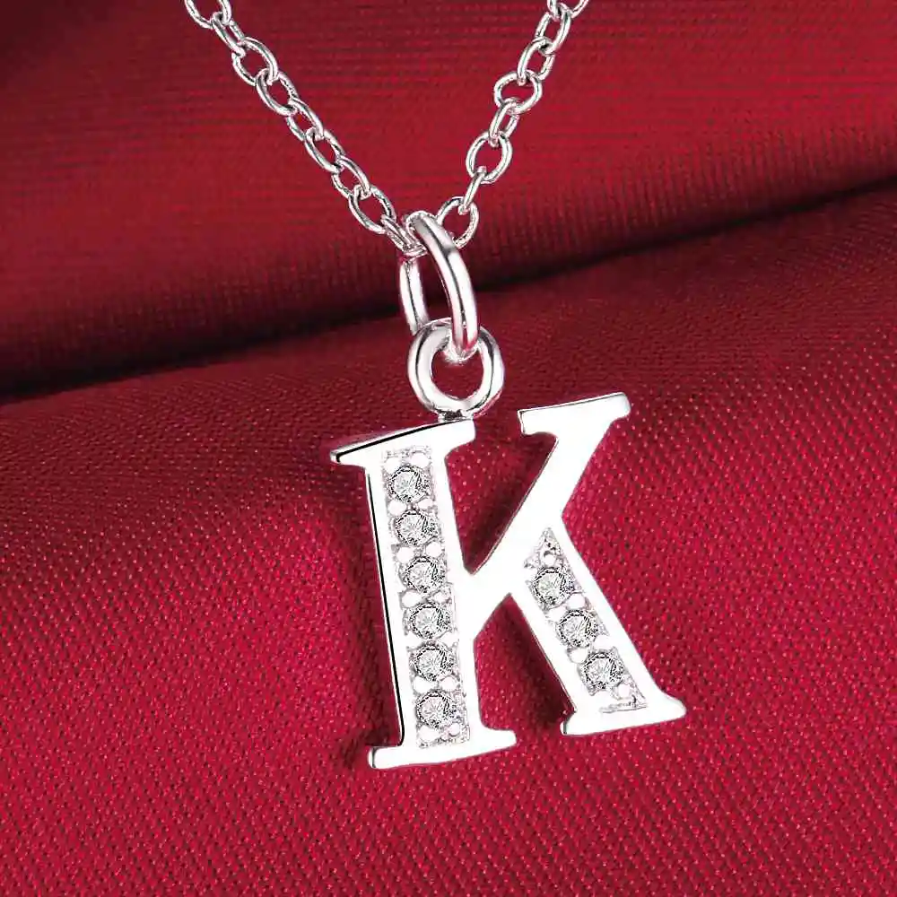 A-Z 26 Letters Silver Necklace Shiny Zircon Pendant Fashion Jewelry Exquisite Accessories Wedding Gift for Women Girls
A-Z 26 Letters Silver Necklace Shiny Zircon Pendant Fashion Jewelry Exquisite Accessories Wedding Gift for Women Girls